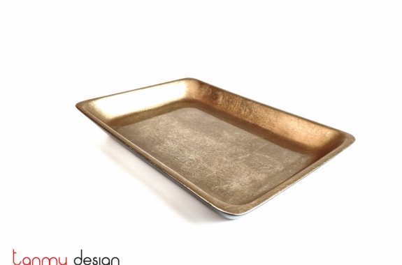 Rectangular lacquer tray with plain gold color/ M 25*18*H2cm